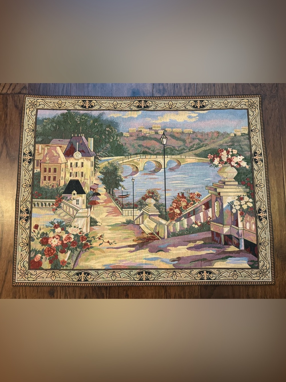 Gorgeous Jacquard Lakeside scene Tapestry Wall Hanging 30.5”x40”, Cotton